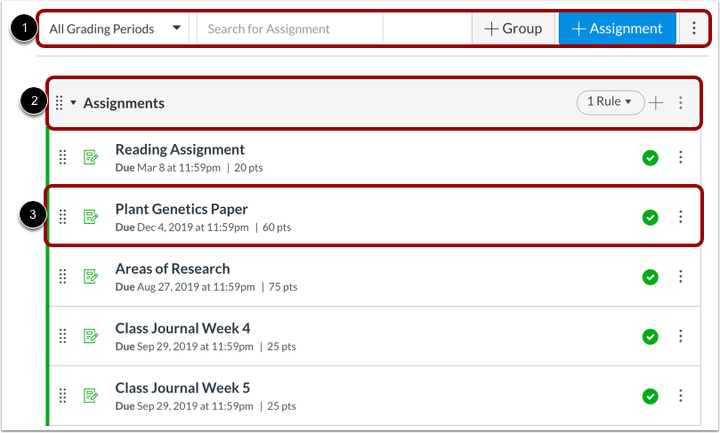 查看作业索引 (Assignments Index) 页面