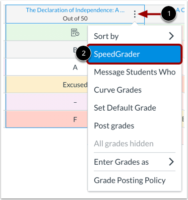 从新评分册 (New Gradebook) 访问 SpeedGrader